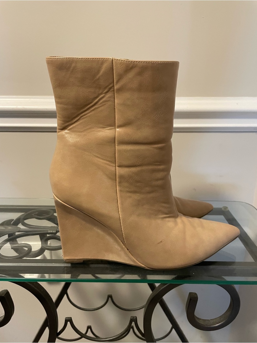 Journee Collection Tan Wedge Ankle Boots 12